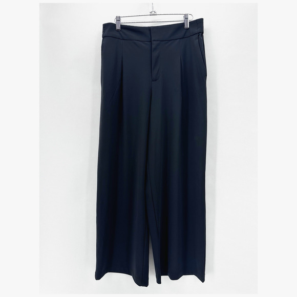 Athleta Pinnacle High Rise Trouser Womens 10 Black Wide Leg Knit Athleisure City - Picture 12 of 12